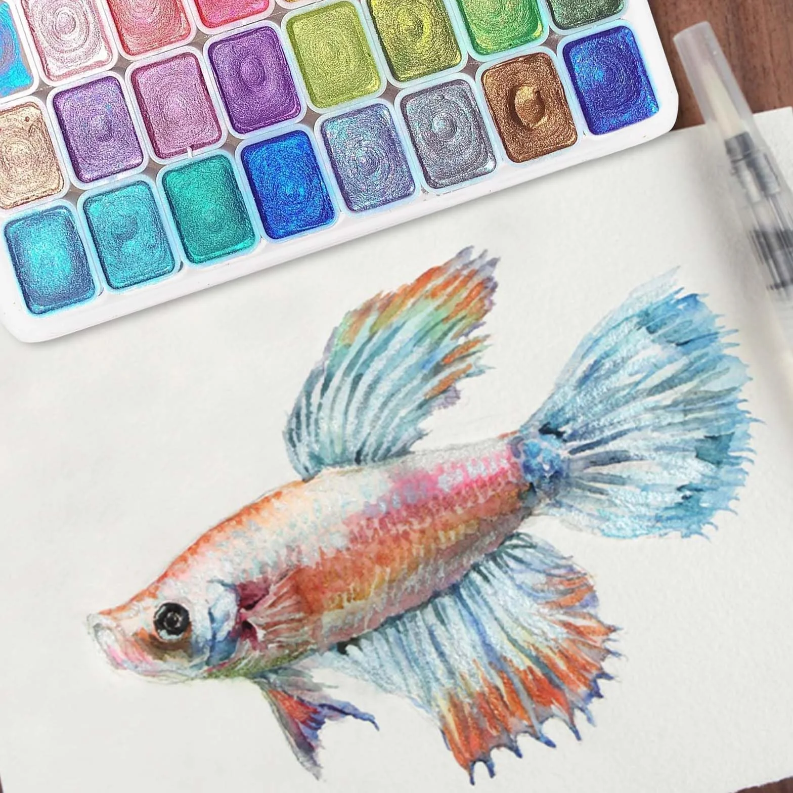 Peinture Aquarelle Nacrée 24 Couleurs, Ensemble Métallisé Paillettes Minérales pour Nail Art