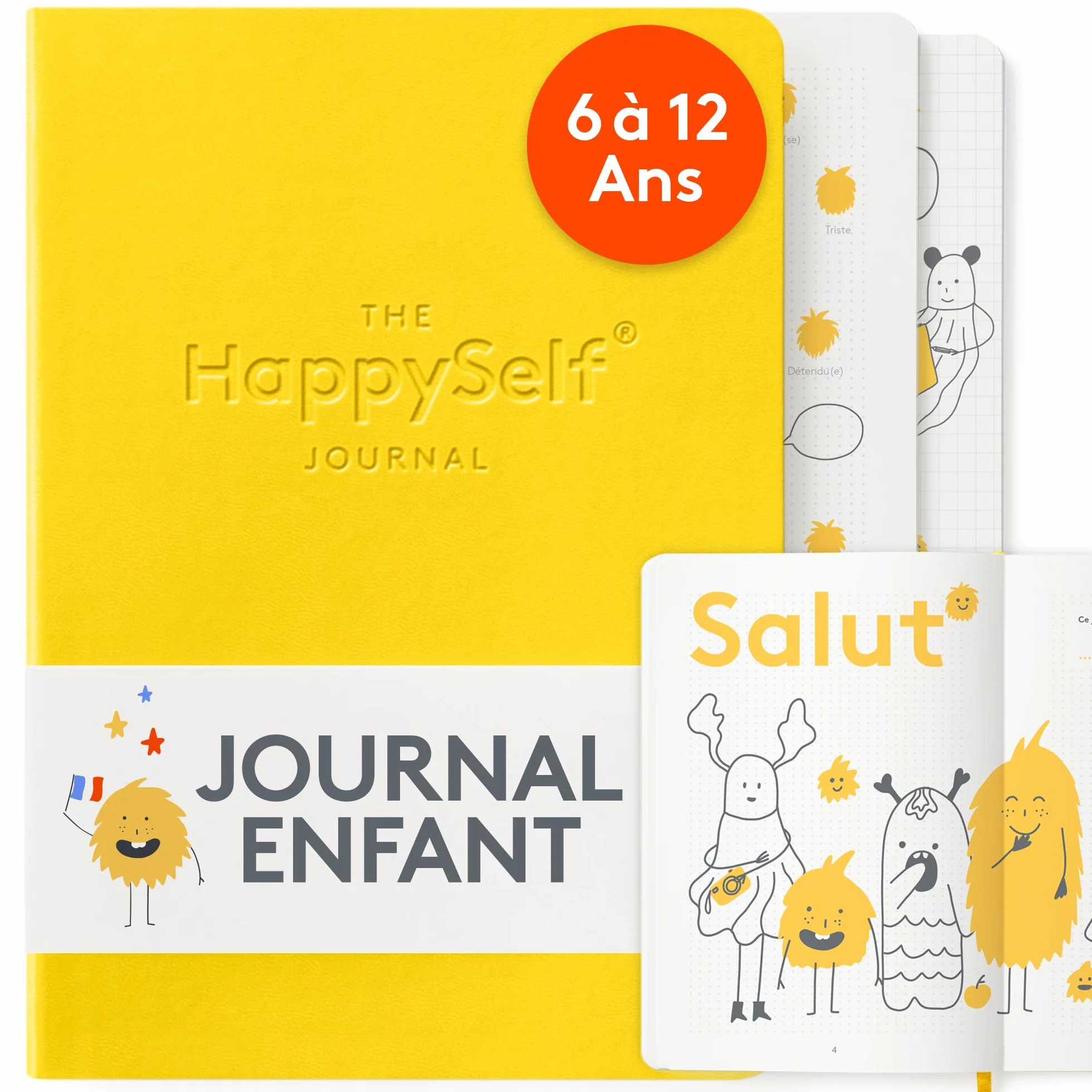HappySelf Journal Quotidien 6-12 Ans Édition Française Enfants Jaune