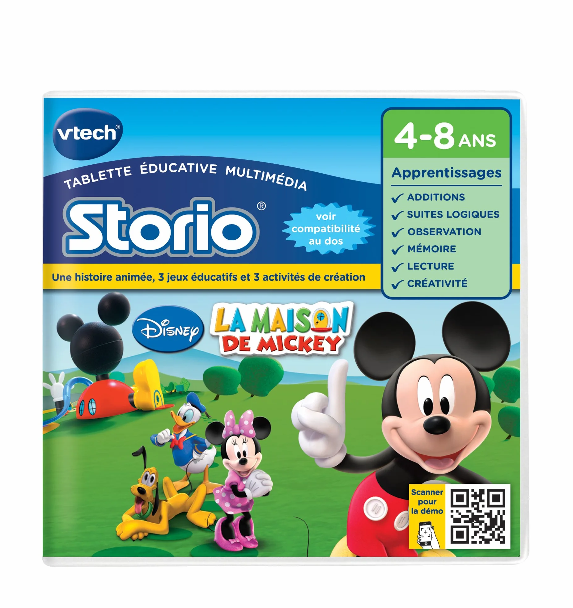 VTech Storio Disney Cartouche de Jeu pour Tablette Enfants La Maison de Mickey 1 Histoire 3 Jeux Éducatifs 3 Activités Créatives Cadeau 4-8 Ans Français