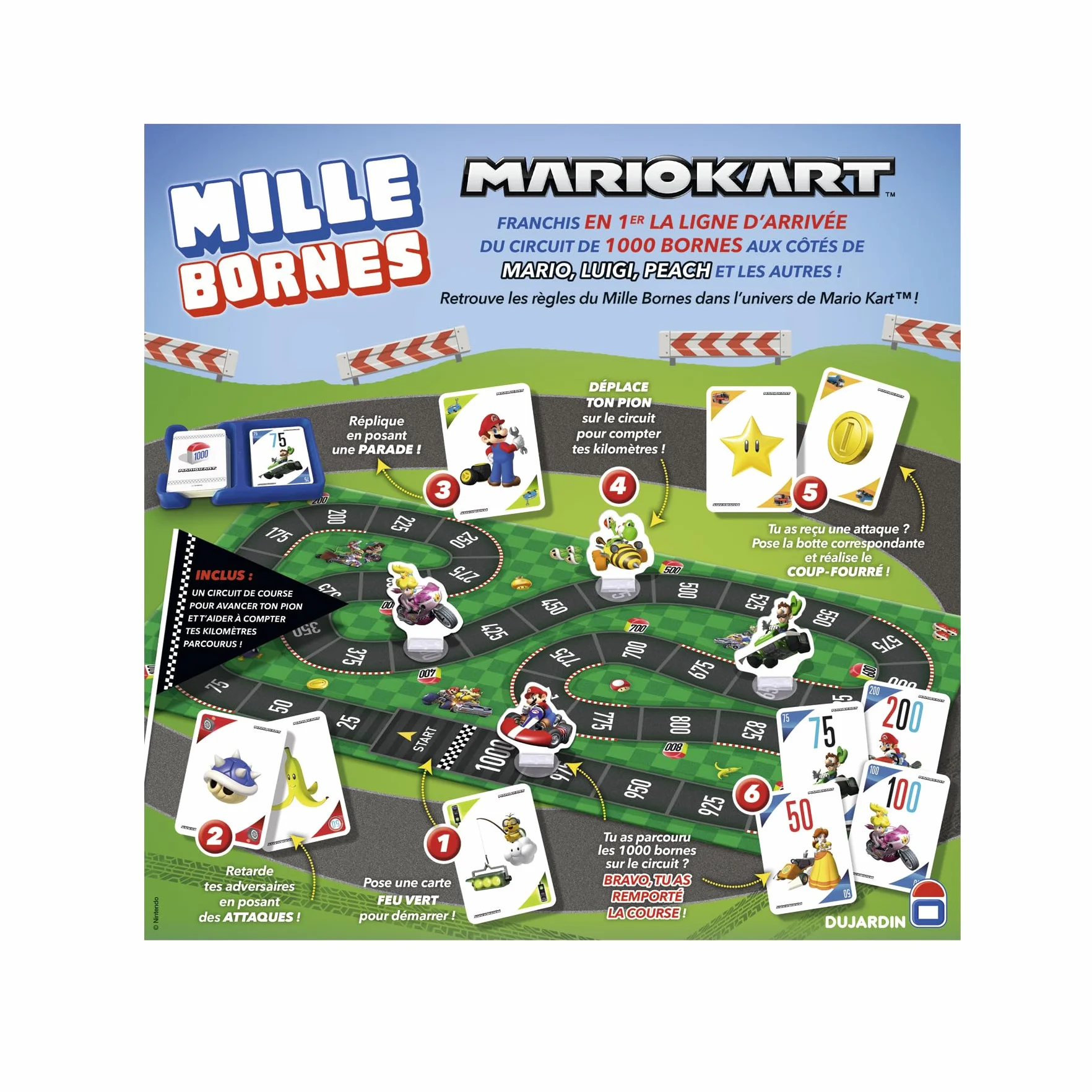 Mille Bornes Mario Kart Dujardin – Gra planszowa rodzinna dla 2+ graczy od 7 lat