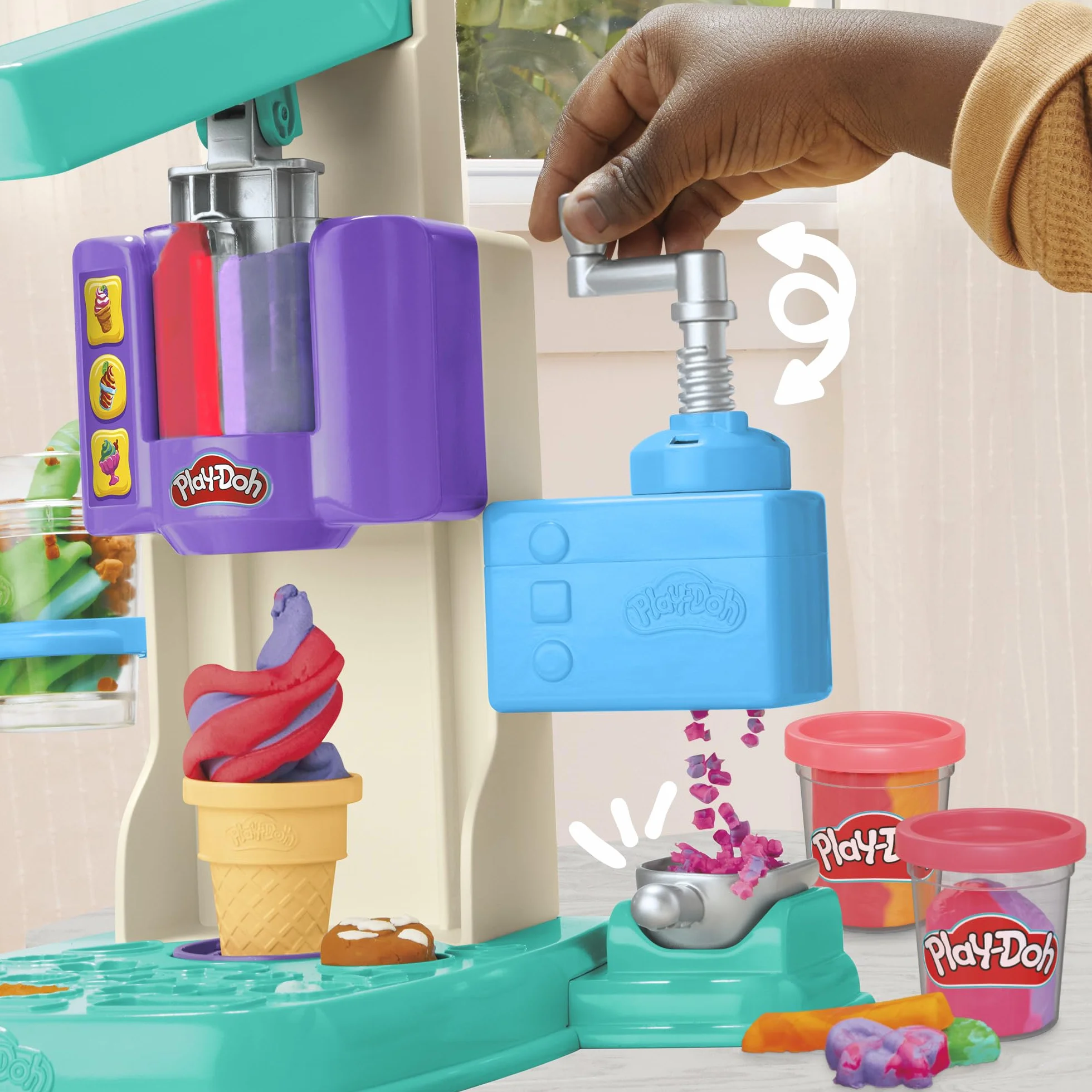 Play-Doh Mes Glaces Arc-en-Ciel Pâte à Modeler Bicolore Machine à Crème Glacée Enfants 3 Ans