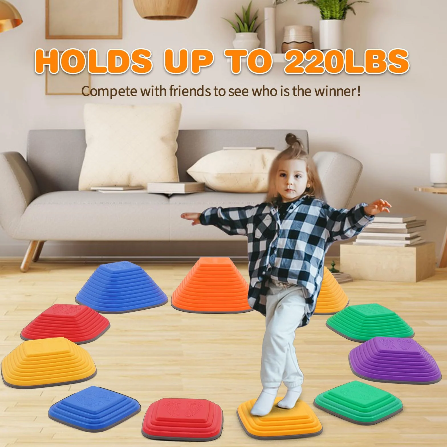 Pierres D'équilibre pour Enfants Antidérapant Parcours de Motricité Intérieur Extérieur Balance Stepping Stones