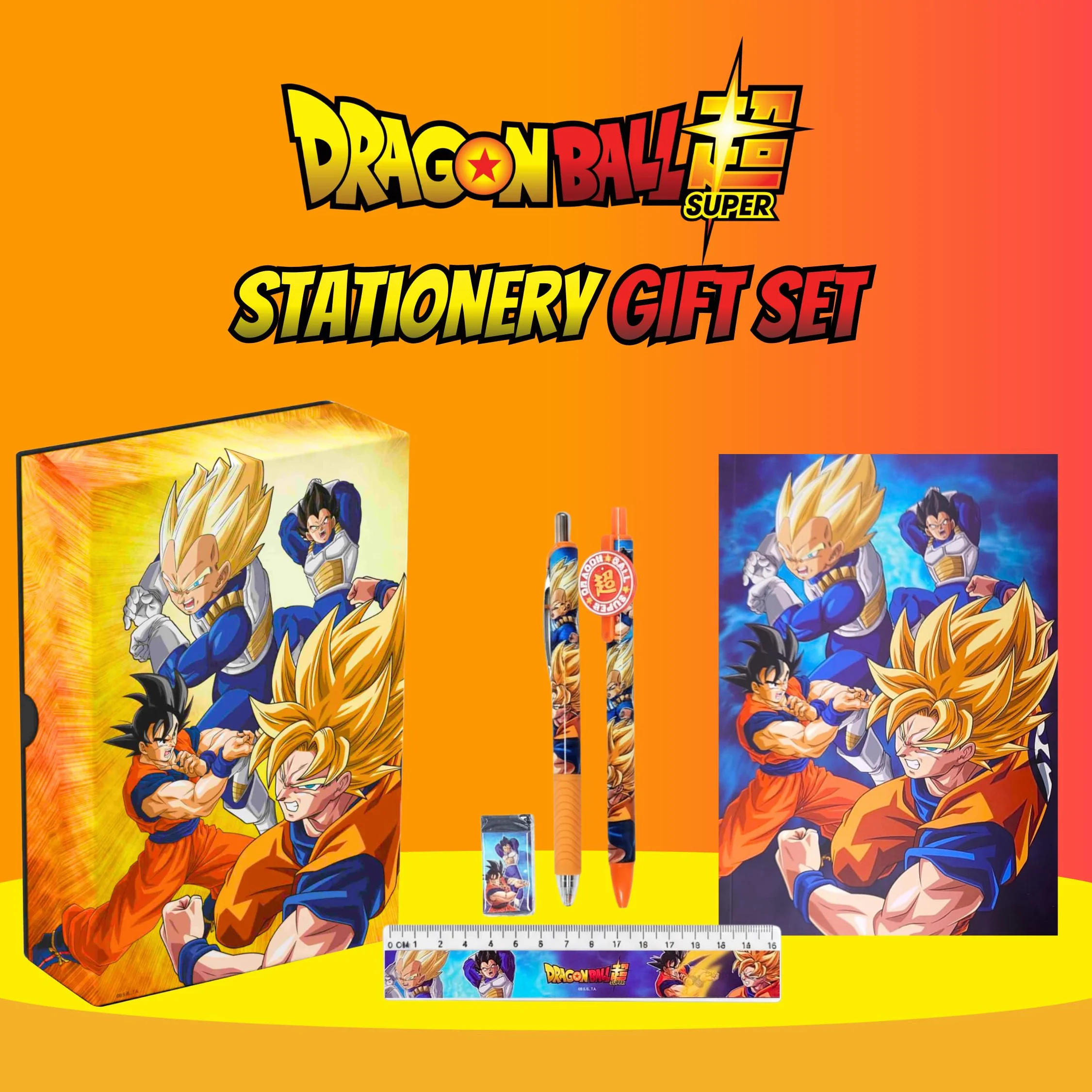 Dragon Ball Z Ensemble de Papeterie Cahier Règle Crayon Stylo Coffret Cadeau