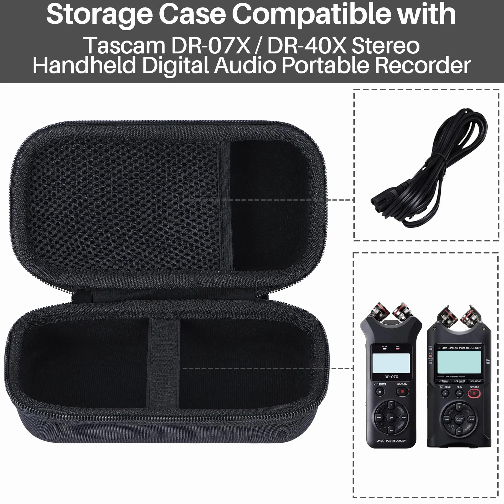 Étui Housse Cas pour Tascam DR-07XP DR-07X DR-40X Enregistreur Audio Numérique