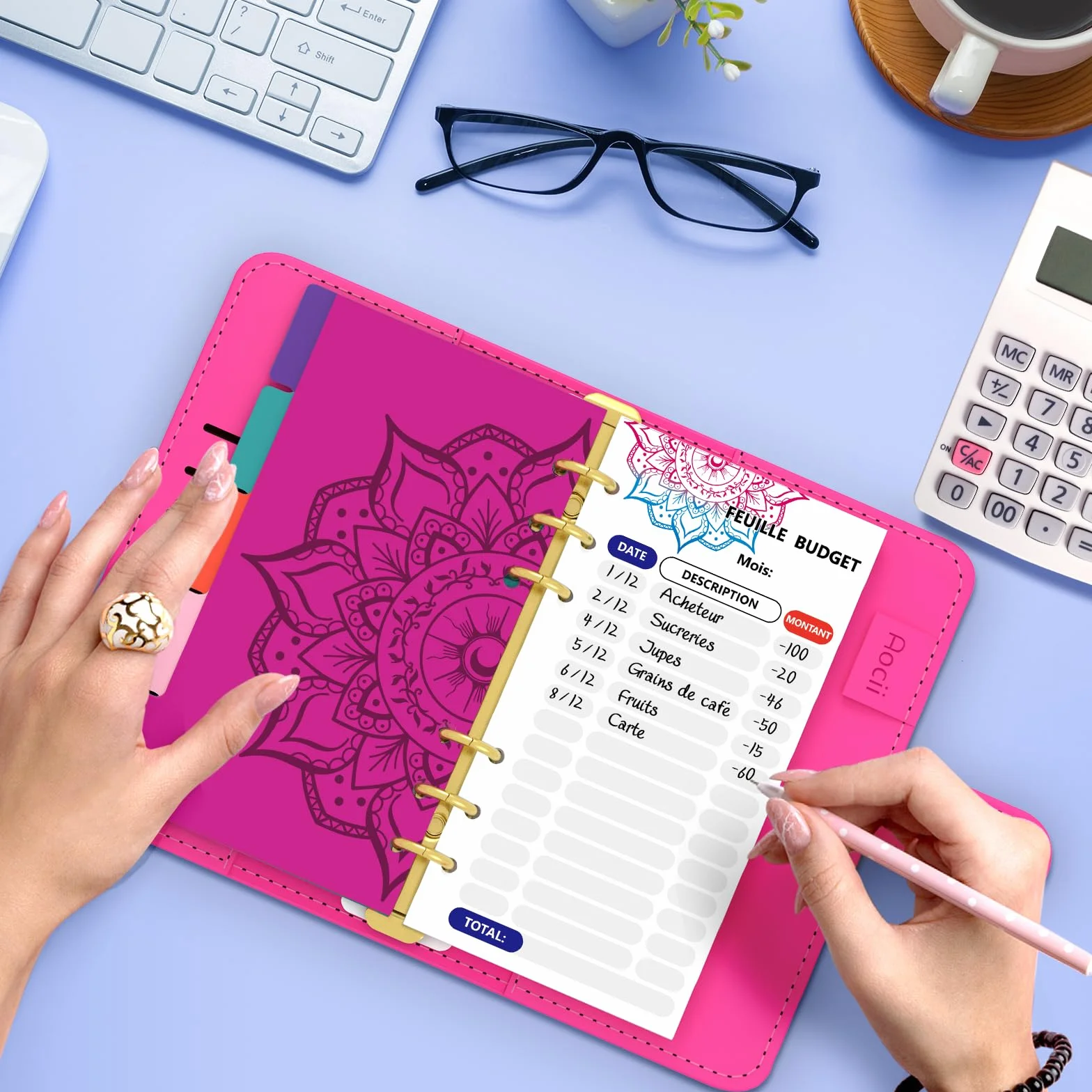 Planificateur de budget Français avec séparateurs colorés
