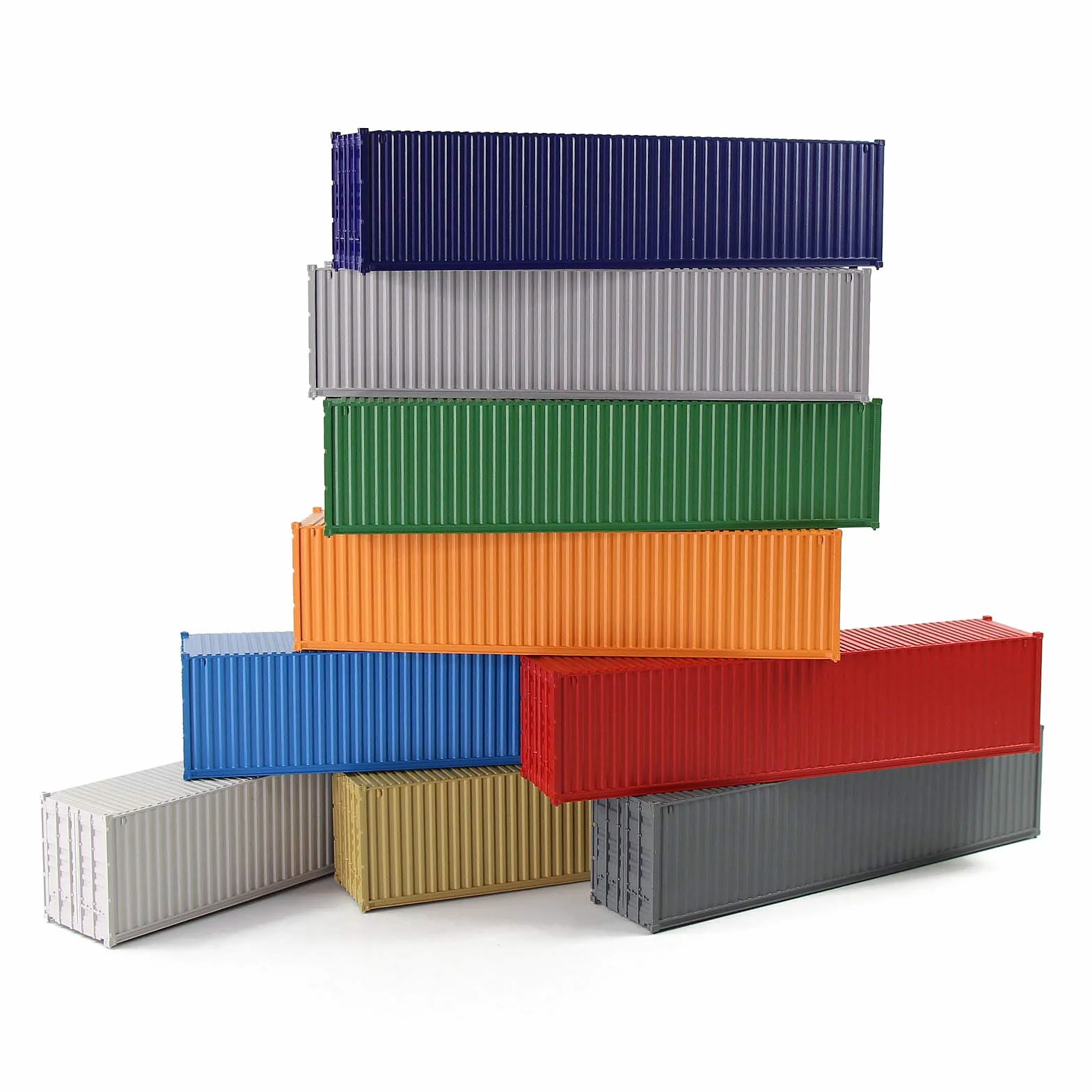 Evemodel Lot de 9 boîtes d'expédition vierges colorées 12,2 m, calibre 1:87, côté nervuré