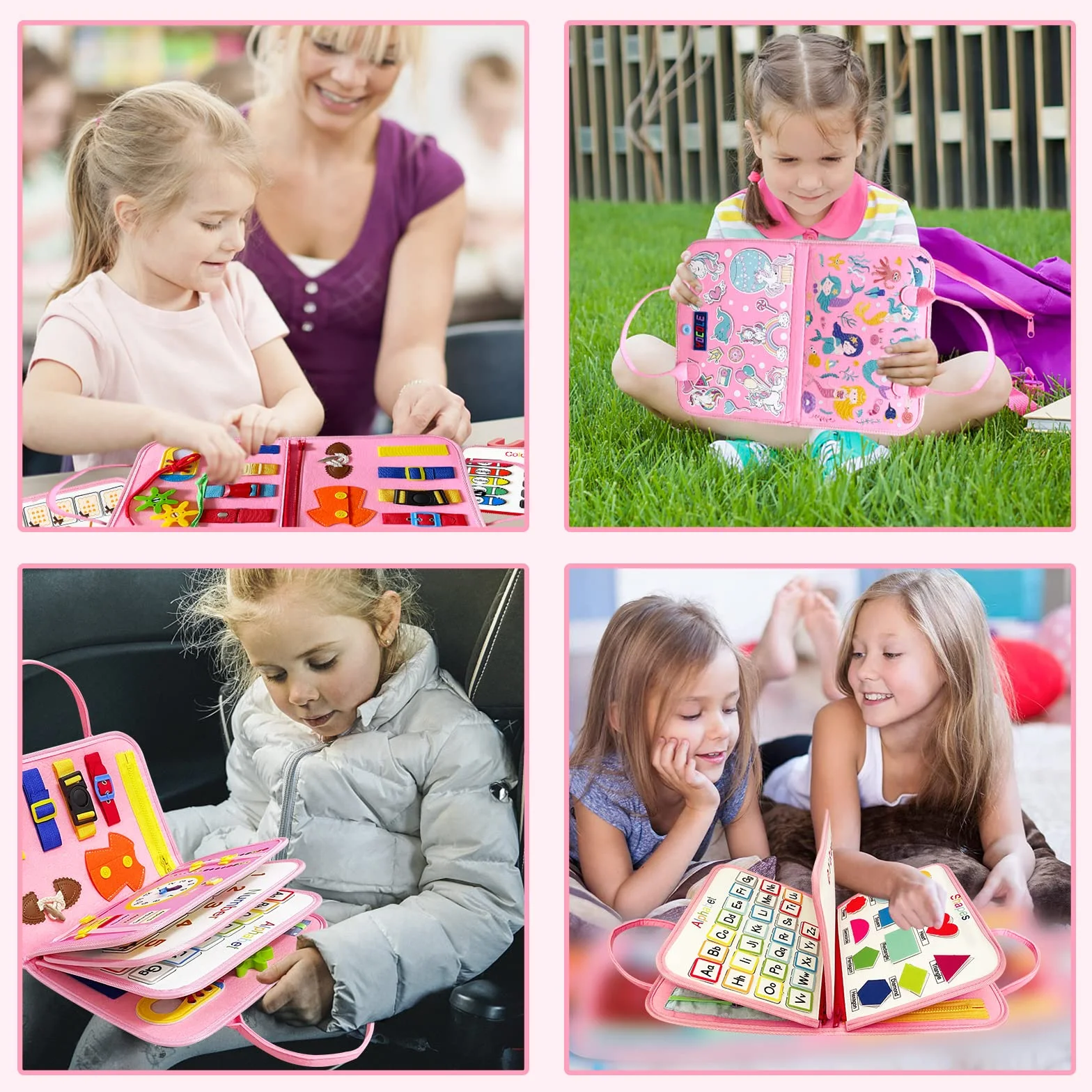 Busy Board Montessori 3 ans Jouets éducatifs 5 Couches Planche Apprendre Compétences Vie Garçon Fille Bébé Rose