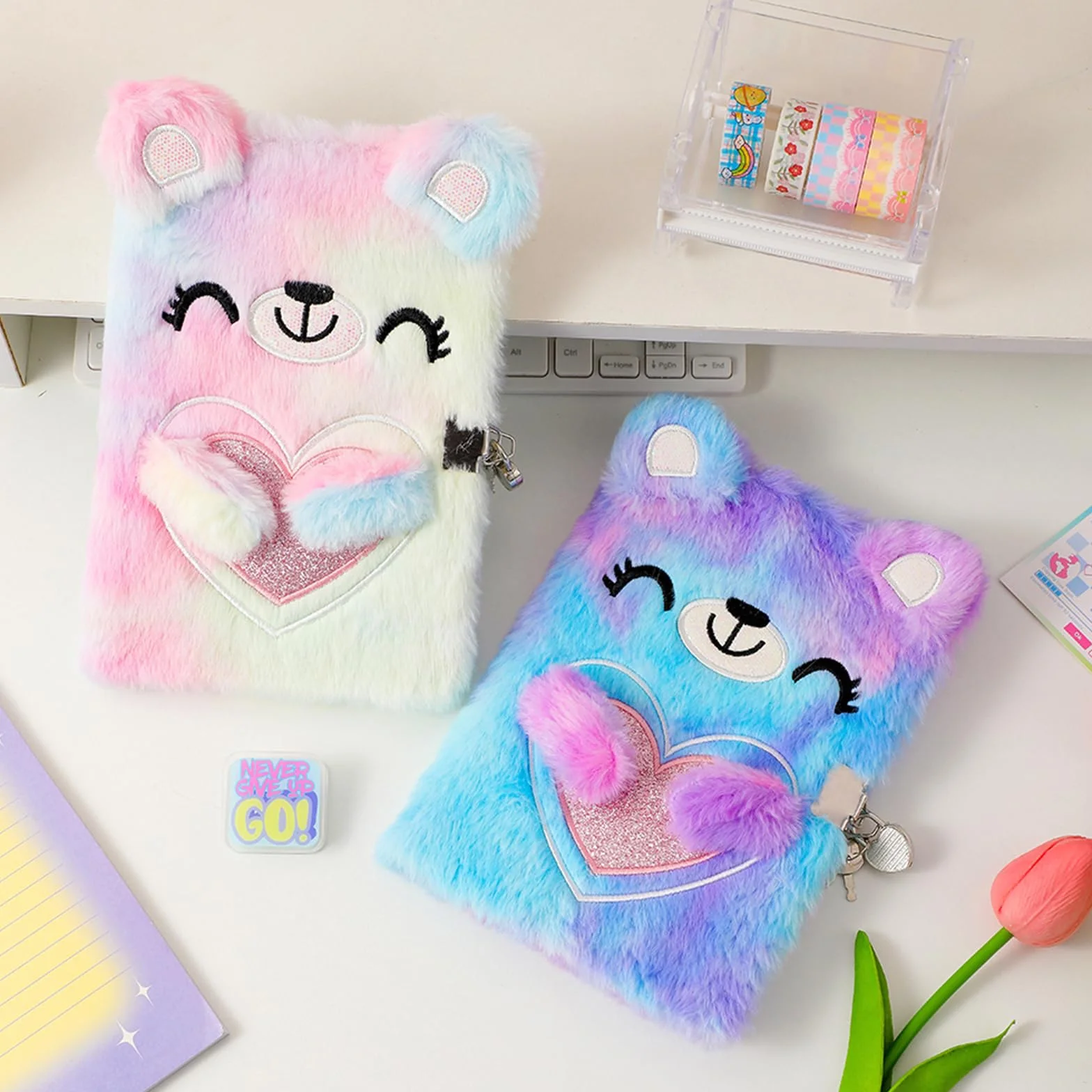 Journal Intime Fille avec Cadenas Carnet Secret Cadeau Fille Ours de dessin animé Multicolore