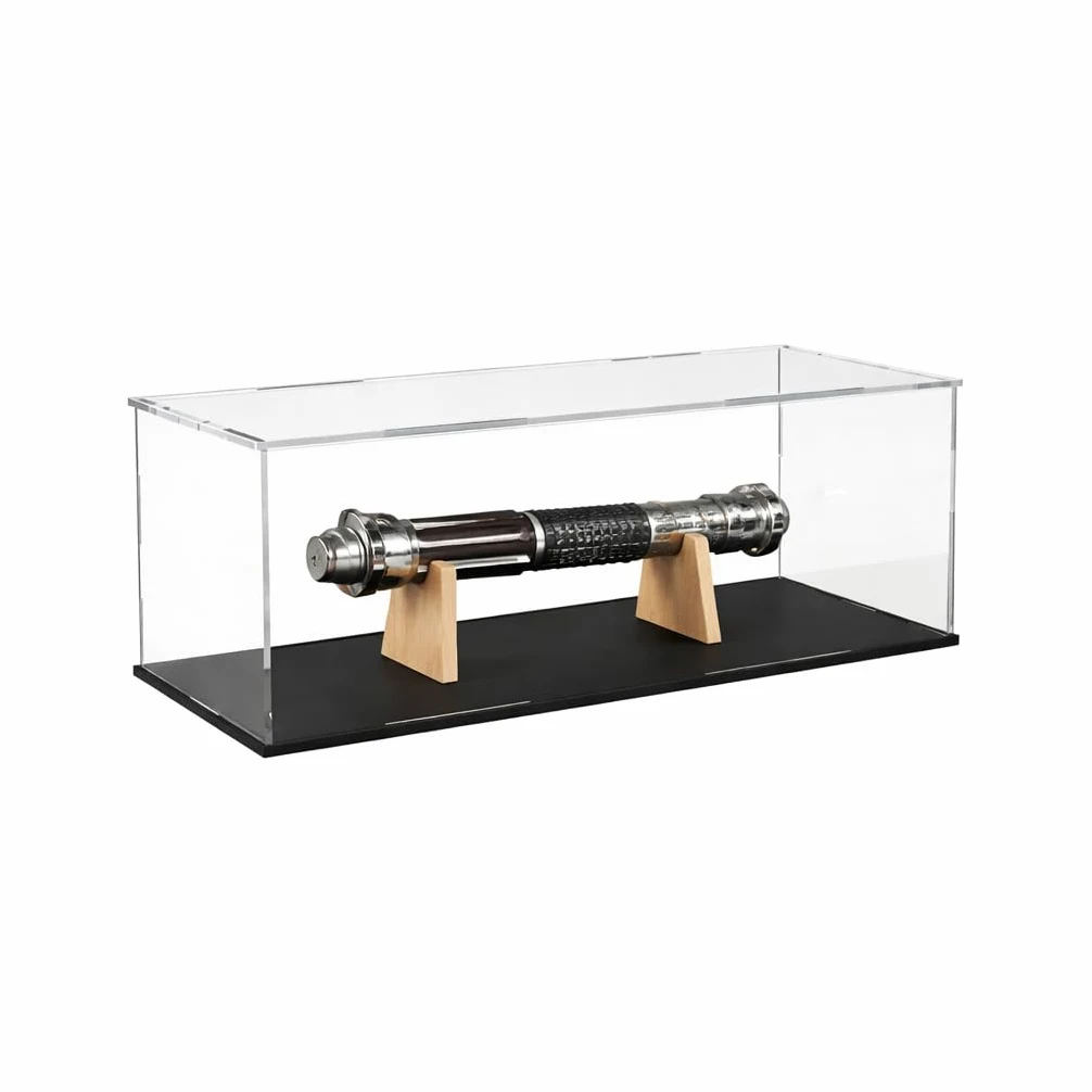 Vitrine en acrylique transparent avec base noire, à assembler et à assembler - Vitrine de luxe pour figurines d'action, objets de collection, organisation de la maison (33 x 22,9 x 22,9 cm)