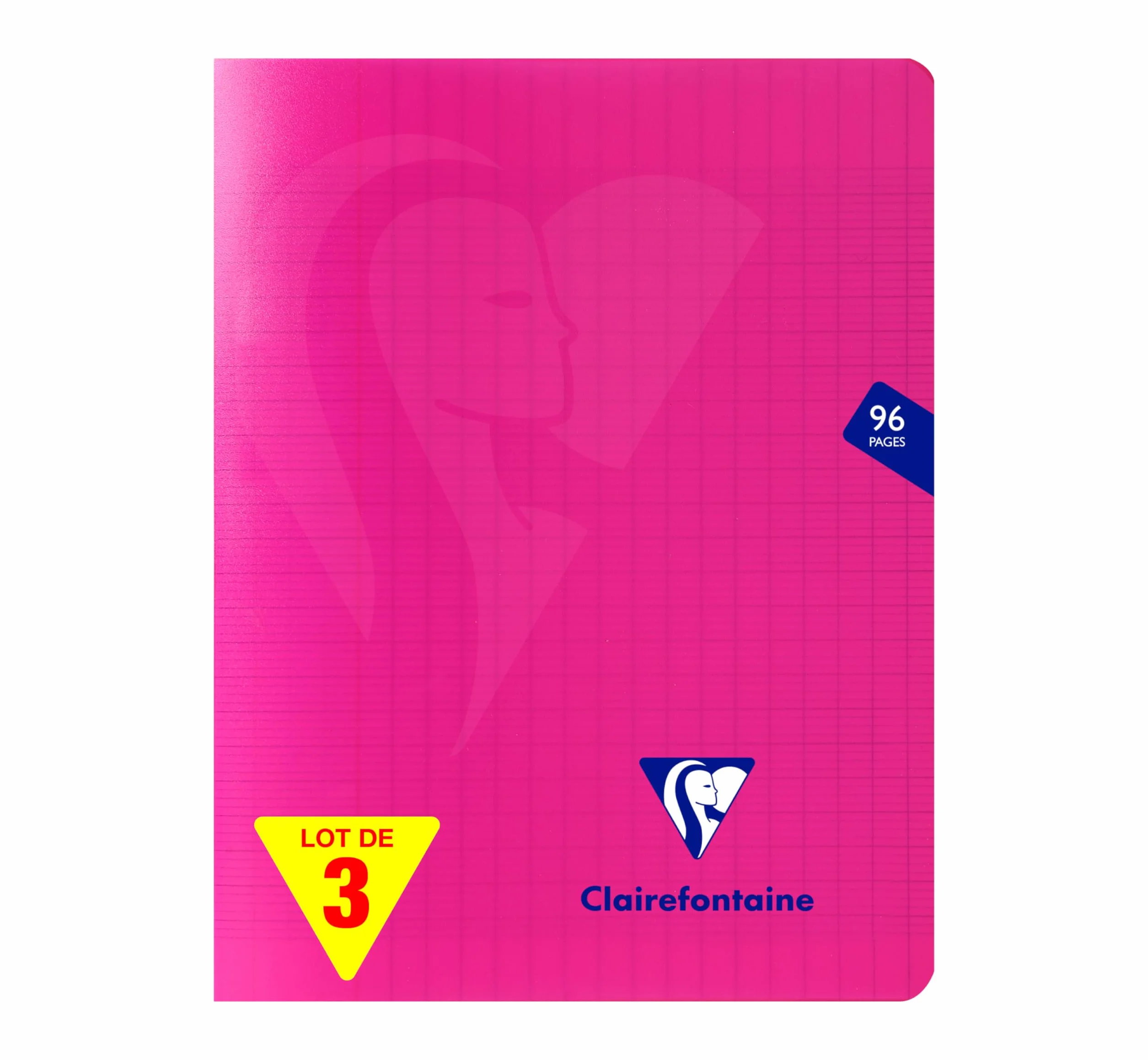 Clairefontaine 313740AMZC Lot de 3 Cahiers Agrafés Mimesys 17x22 cm 96 Pages Grands Carreaux 90 g Couverture Polypro Rose