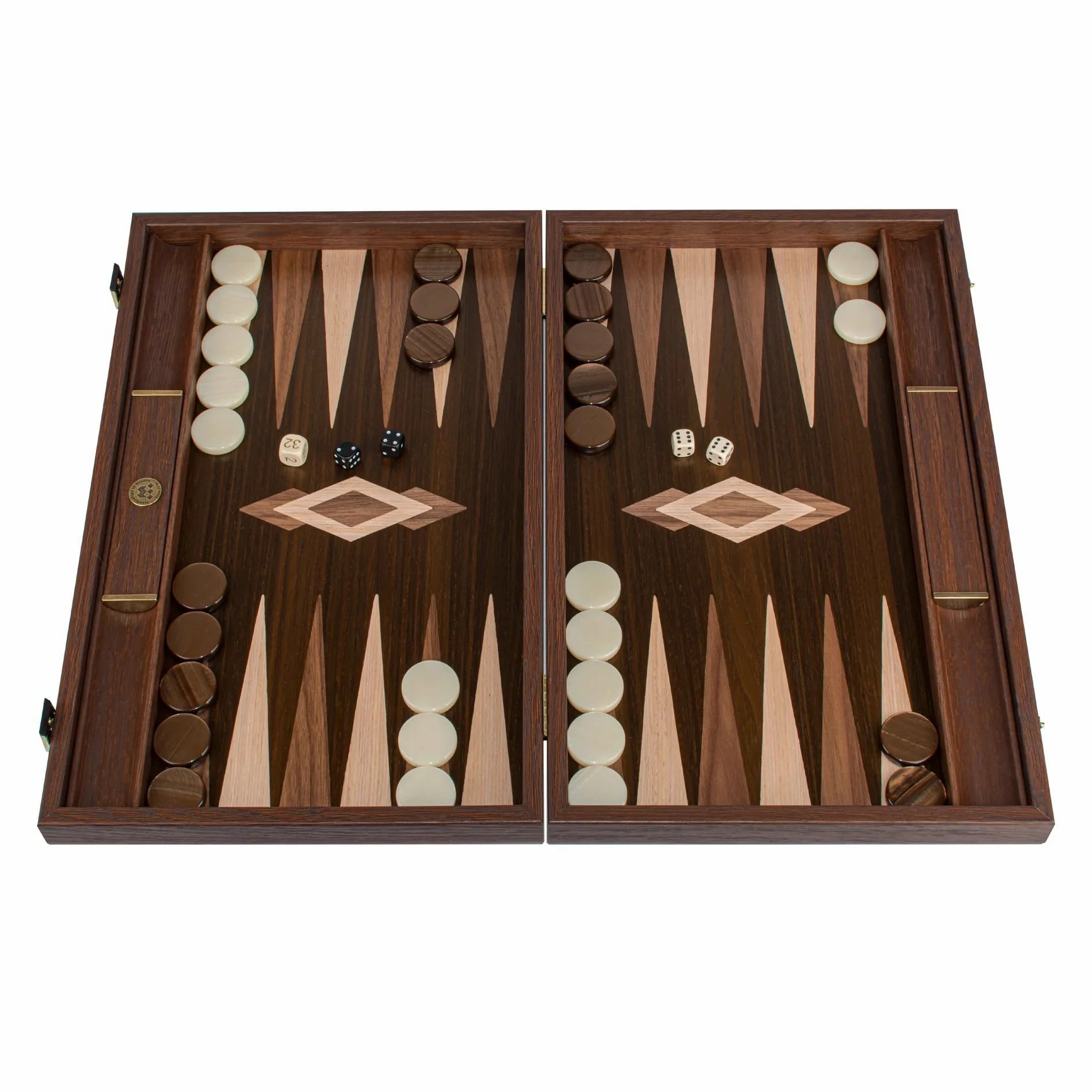 Manopoulos Ensemble de jeu de backgammon en ziricote de luxe fabriqué à la main en Grèce par des experts, 48 x 26 cm, fermé, adultes 14 +